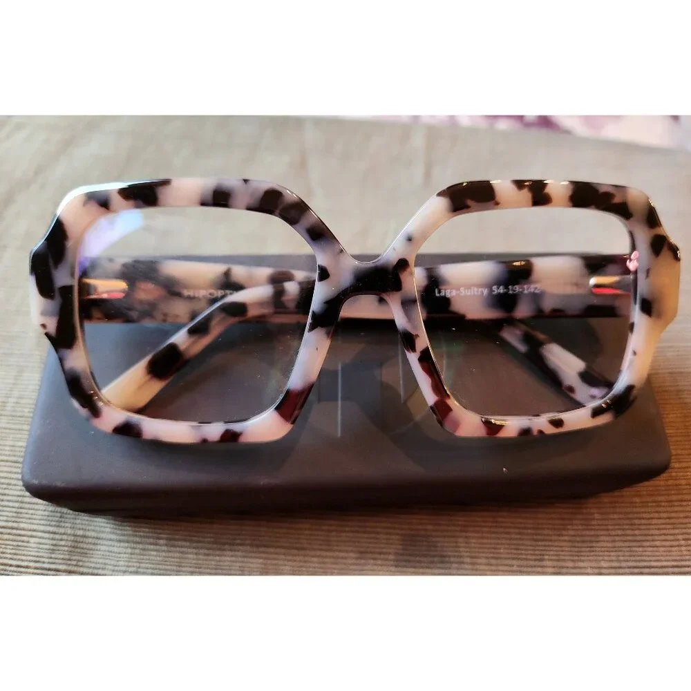 HIP Optical Glasses Laga Hard Case Large Geometric Tortoiseshell - NIB
